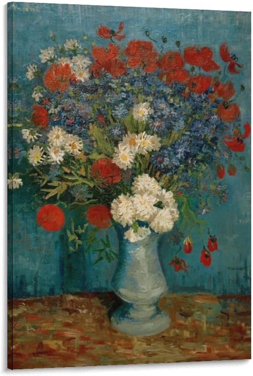 Vincent Van Gogh-Stillleben,Vase Mit Kornblumen Und Mohnblumen) Canvas Poster Wall Art Picture Prints Hanging Photo Gift Idea Decor Home Posters Artworks 20x30inch(50x75cm)