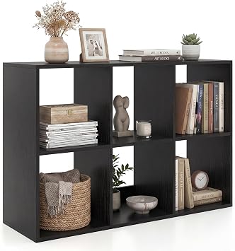 COSTWAY 6 Tier Cube Bookcase, Space-Saving 6, Black, 104 x 33 x 70 cm