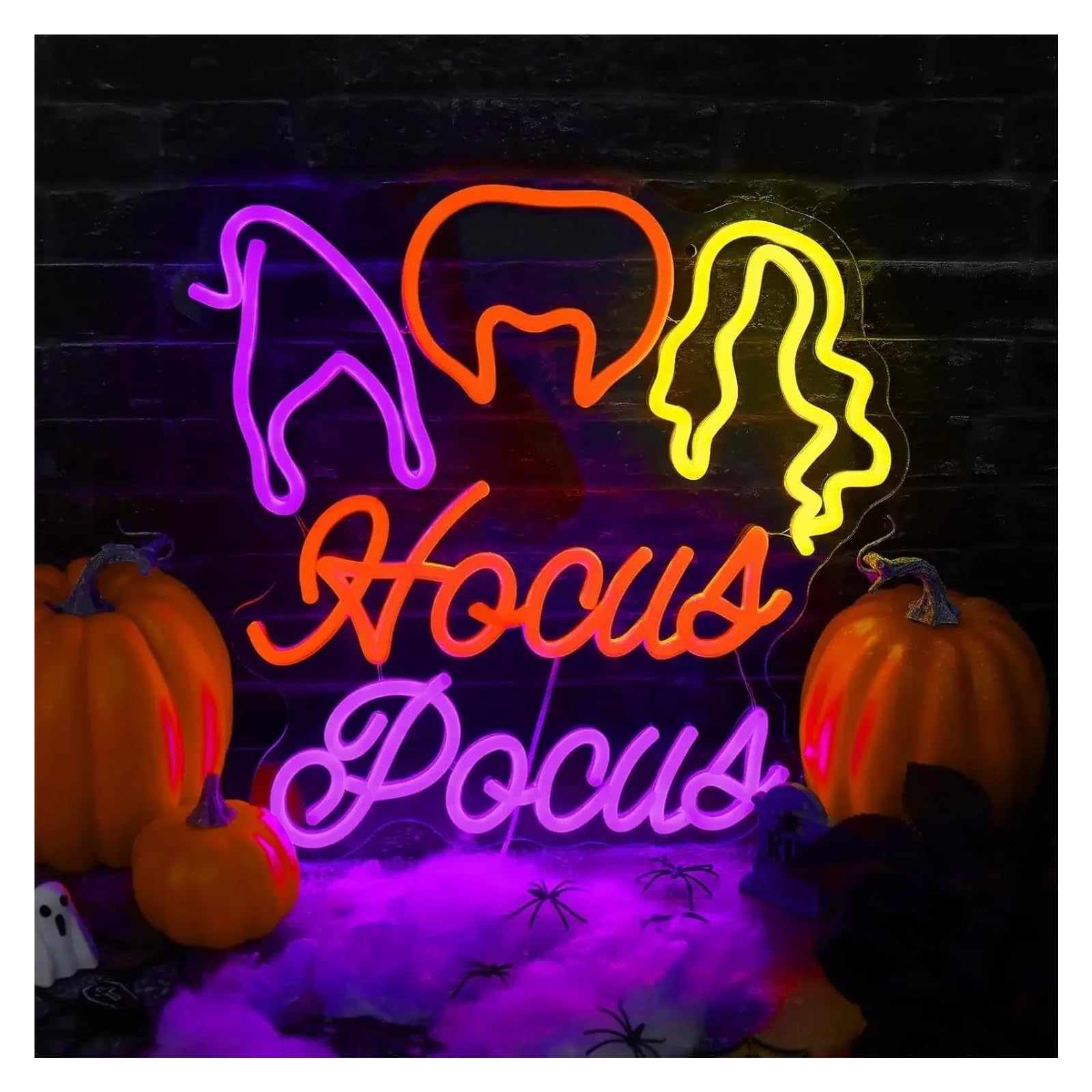 RONGCH Hanging Art Neon Signs Hocus Pocus Neon Sign LED Light Dimmable for Game Room Party Backdrop Home Bar Wall Decoration 35cmx33.5cm