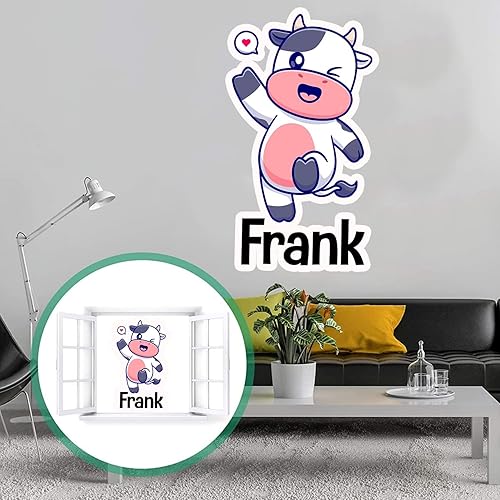 Miniatura 4 de Calcomanías de pared de vaca personalizadas para decorar el dormitorio de los bebés, niños y niñas, calcomanías de pared de vaca con nombre