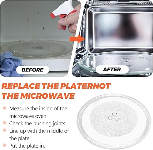 Miniatura 5 de Plato giratorio de vidrio para microondas de 12.75 pulgadas apto para GE, LG, Kenmore, bandeja de vidrio para microondas Sears, placa de vidrio de