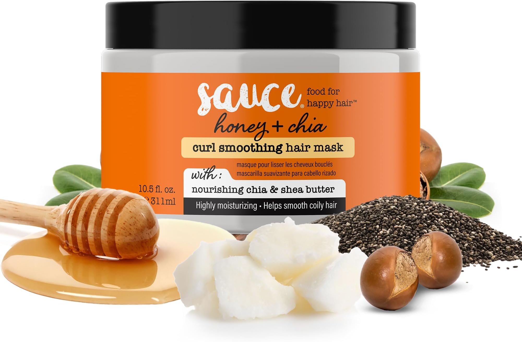 SAUCE BEAUTY Hair Mask, Honey Chia Smoothing Curl Mask for Dry Hair (10.5 Fl Oz) Hydrating, Anti Frizz Softener with Shea Butter, Honey & Chia for Naturally Curly, Wavy & Coily Hair Care