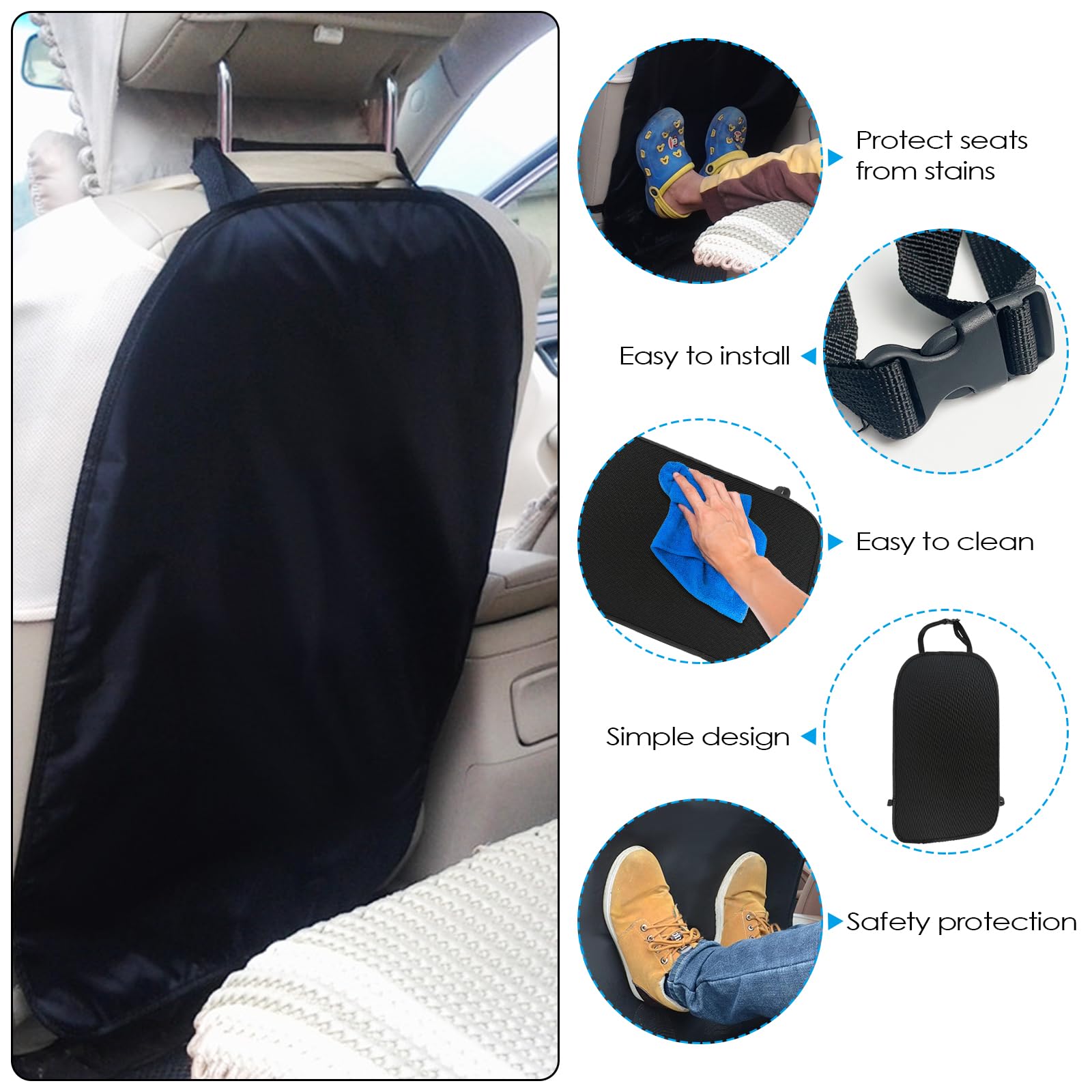 Tekenewbse 2 Pièce Protection Siege Voiture Enfant, Impermeable Protege Siege Voiture Arrière, Dossier Housse Protections Sièges pour Sièges Auto Avant, Protège Contre les Rayures, l’humiditéet Saleté
