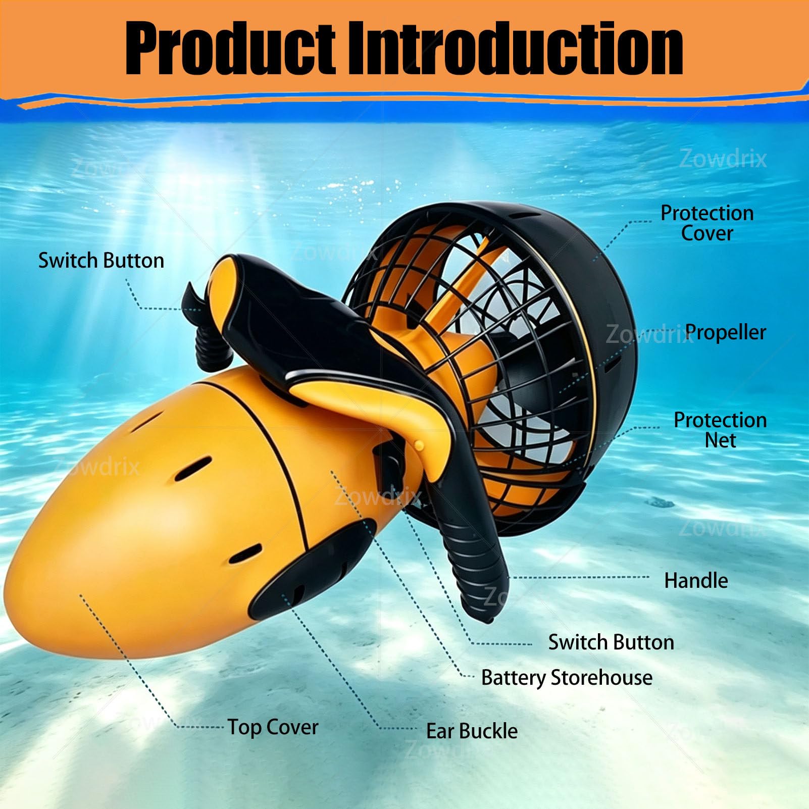Set di Propulsori Subacquei da 500 W, Controllo della Galleggiabilità Regolabile E profondità Massima di 25 M, Elicas Subacquea Portatile per Sport Acquatici in Mare