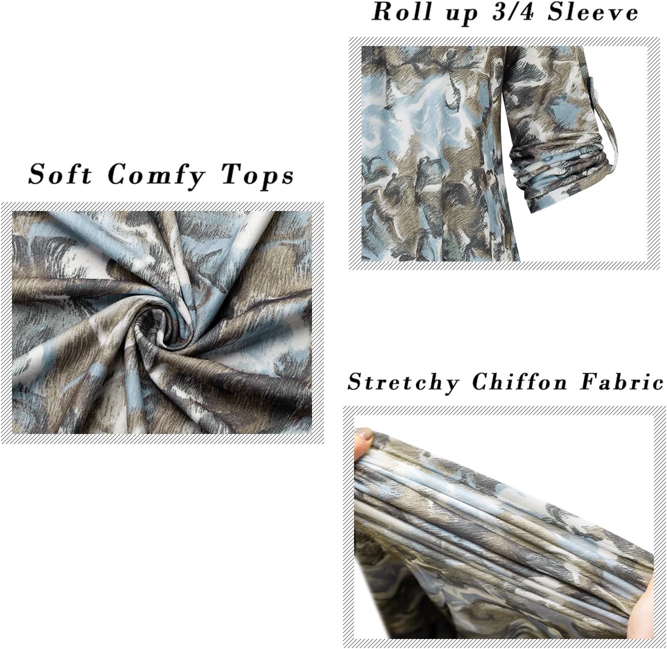 Ninedaily Womens Tops Dressy Casual 3/4 Sleeve V Neck Chiffon Shirt Work Blouses - Image 5