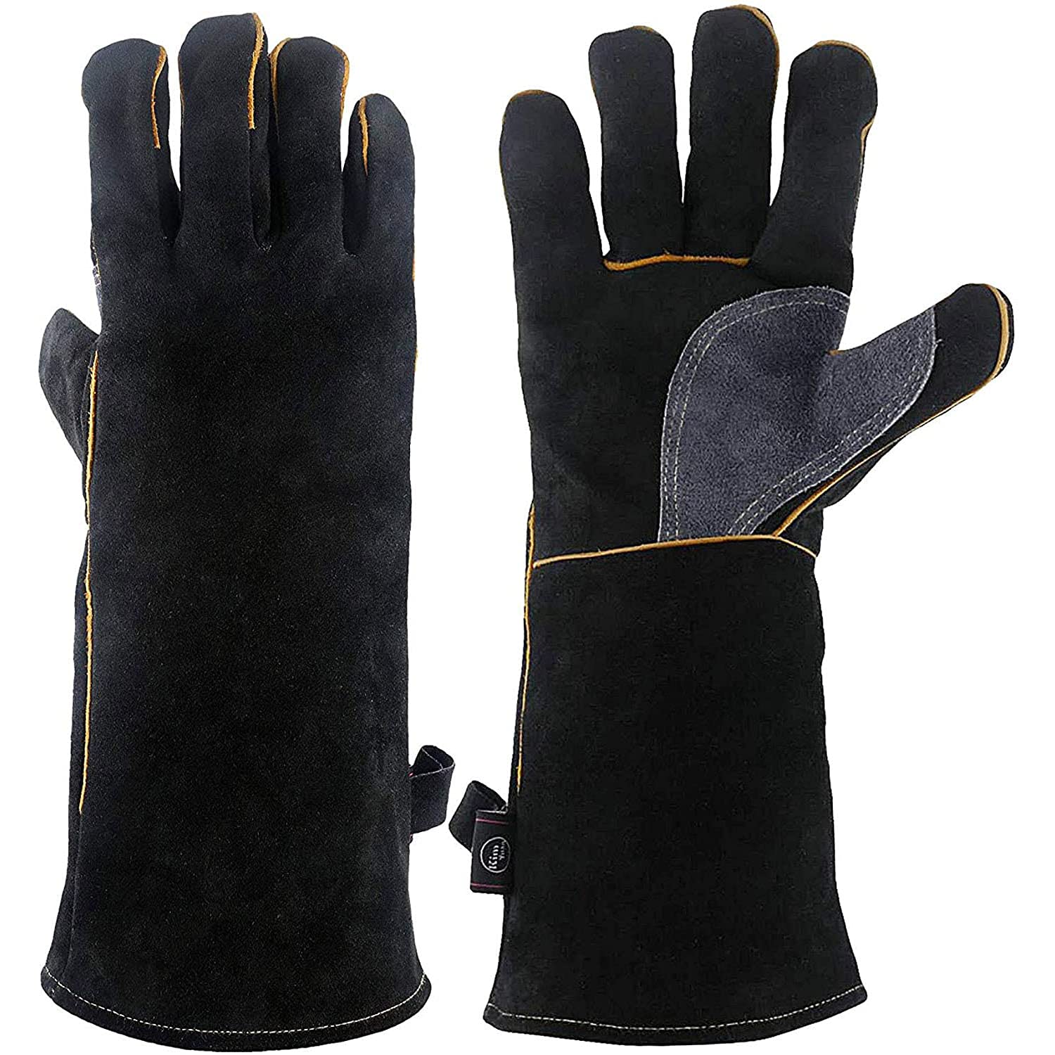Guantes resistentes al calor con suturas reforzadas de algodón lavable en color negro
