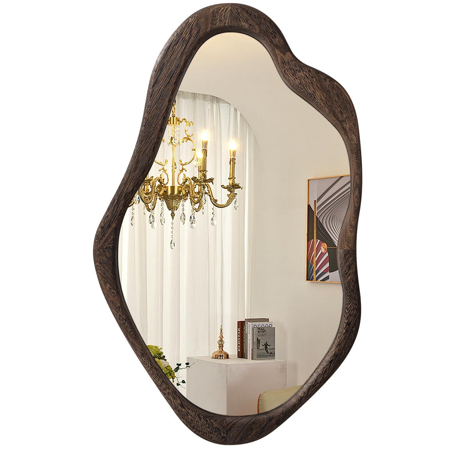 AOAOPQ Irregular Wall Decorative Asymmetrical Mirror for Wall Decor Wavy Accent Mirrors for Living Room Bathroom Bedroom Entryway Abstract Irregular Shape Curvy 60 x 90 cm