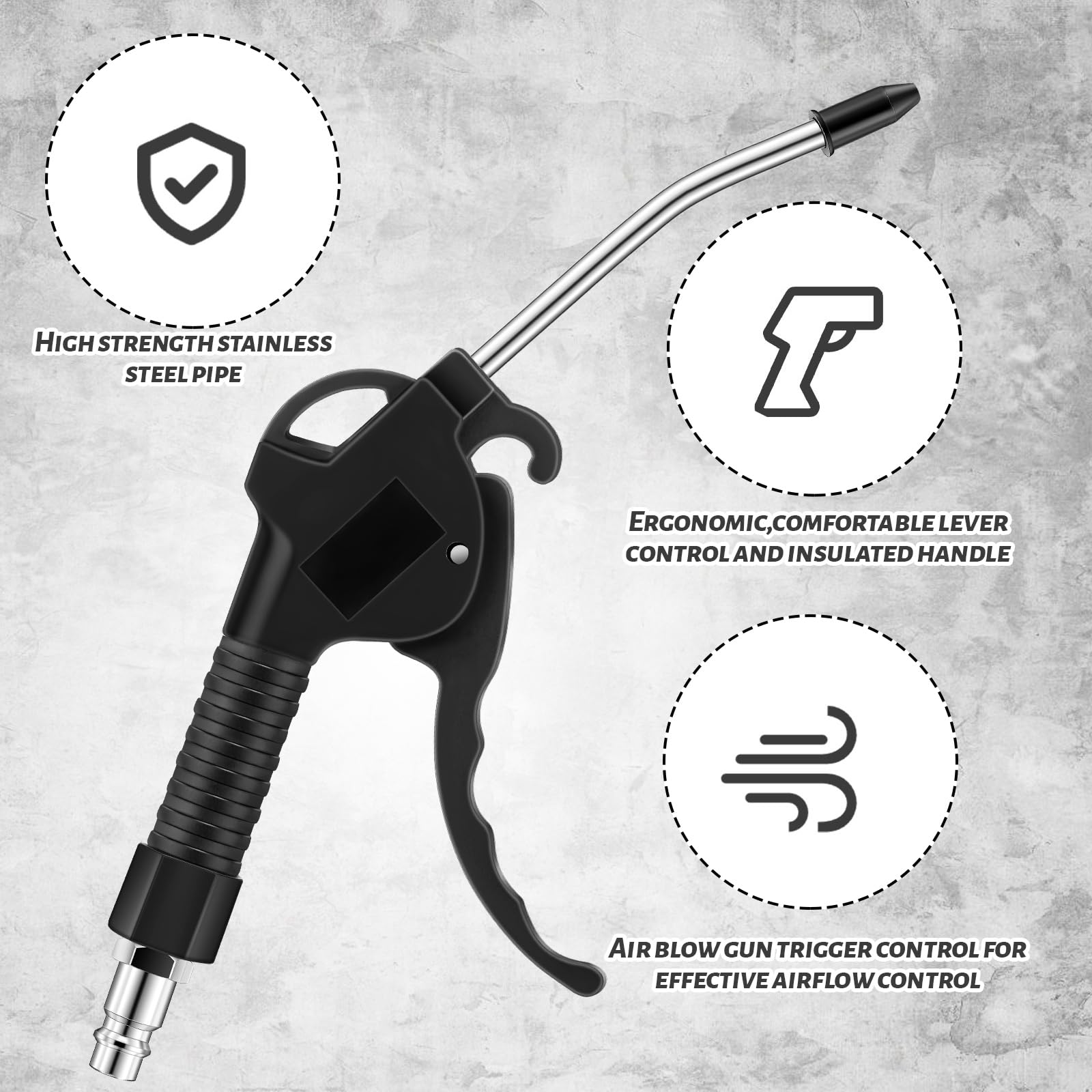 MorningRo Kit di 3 pistole ad aria compressa con pistola ad aria compressa da 48,3 cm, 28,9 cm e 10,2 cm, pistola per compressore d'aria, ugello ad aria, pistola per soffiaggio per meccanismi di