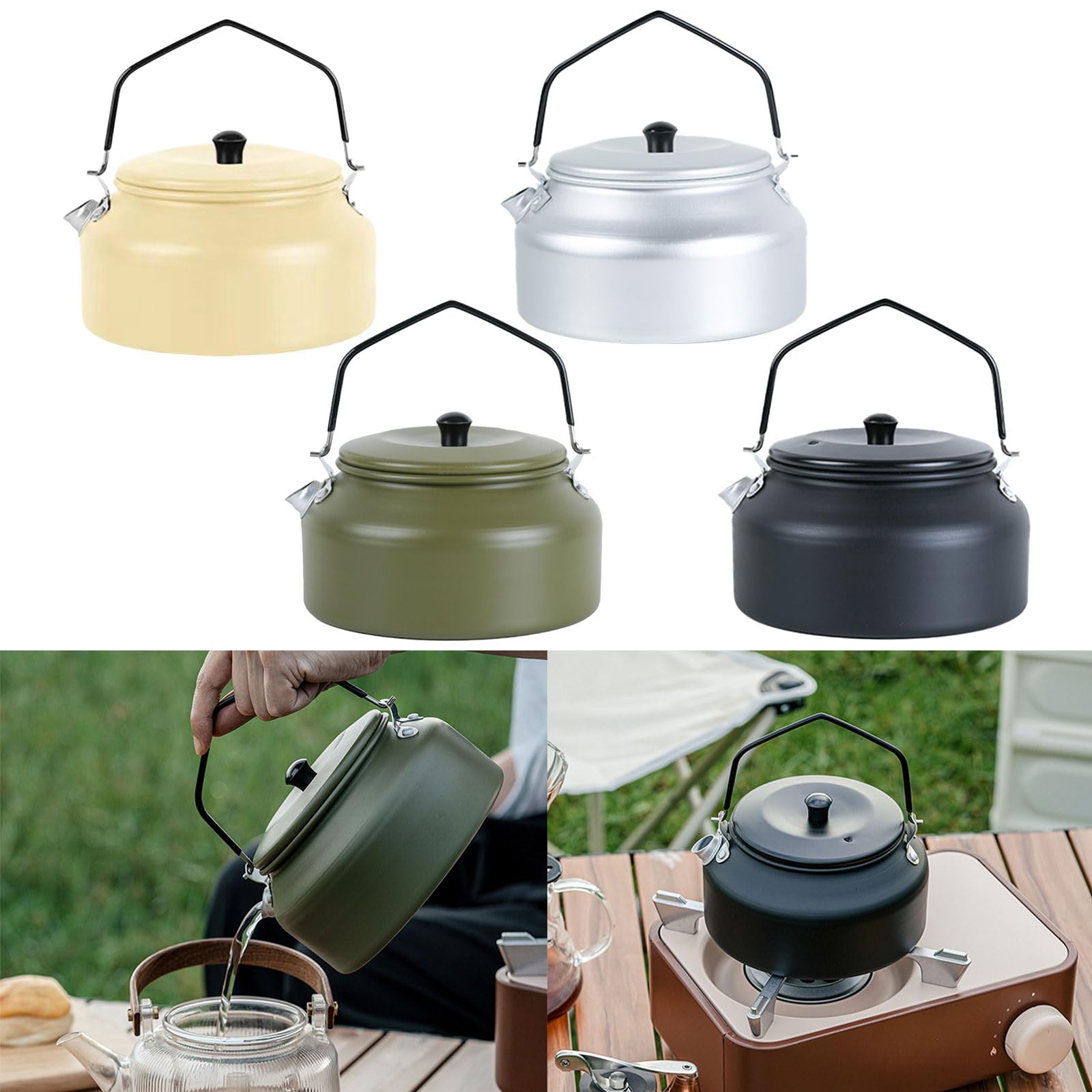 Portable Teapot Aluminum Camp Teas Coffee Pots Outdoor Hiking Water Boilers Camping Kettle Heat Water Teas Pots