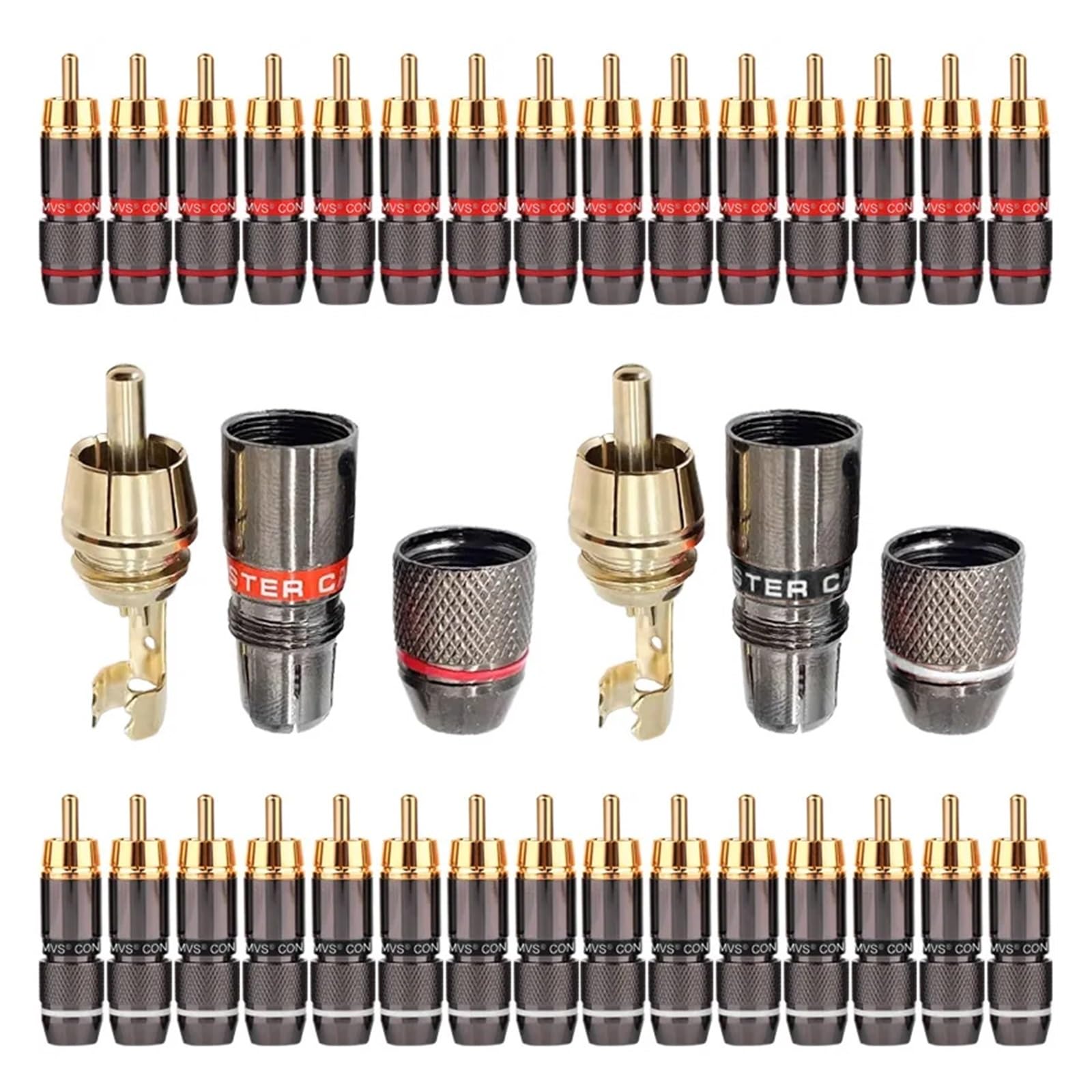2/4/8 connecteurs RCA musicaux plaqués or 24 carats pour câble de haut-parleur audio vidéo HiFi (4 pièces)