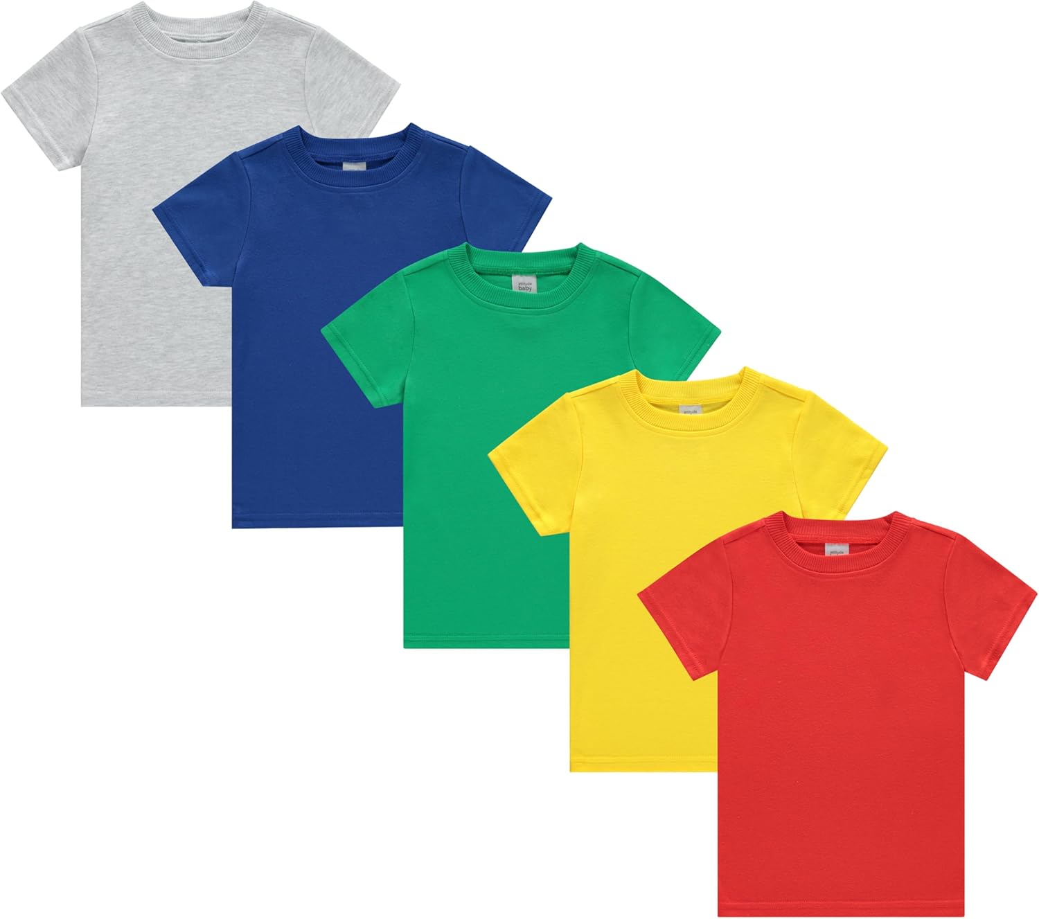 Cudlie 5-Pack Toddler Boys’ T-Shirts – Soft Cotton Tees for 12M to 4T – Solid Colors, Everyday Value, Soft and Comfy