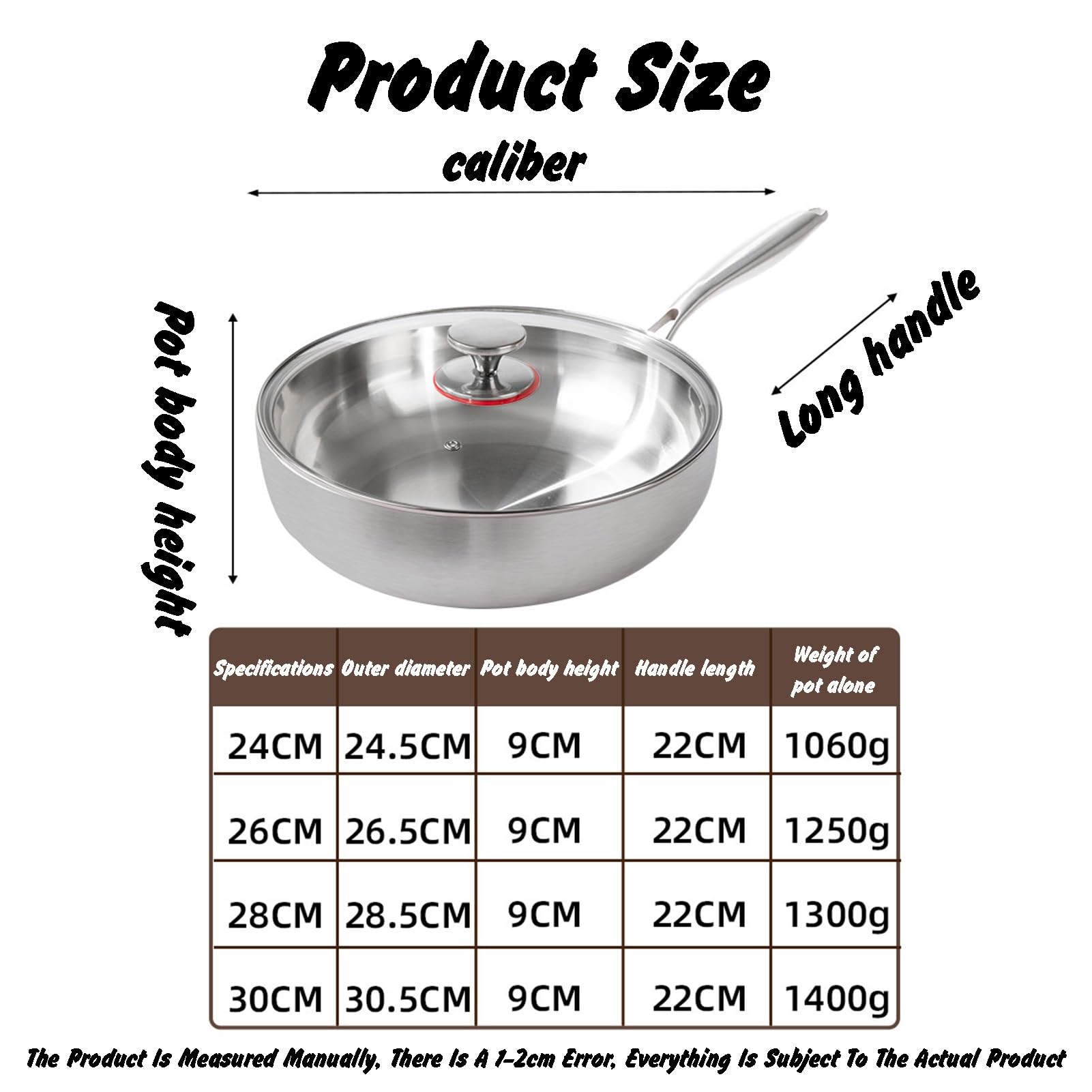 Generico Wok, Resistente Al Forno, In Acciaio Inossidabile Pre-stagionato Con Coperchio, Sicuro For Le Alte Temperature Compatibile Tutti I Piani Cottura(26cm)