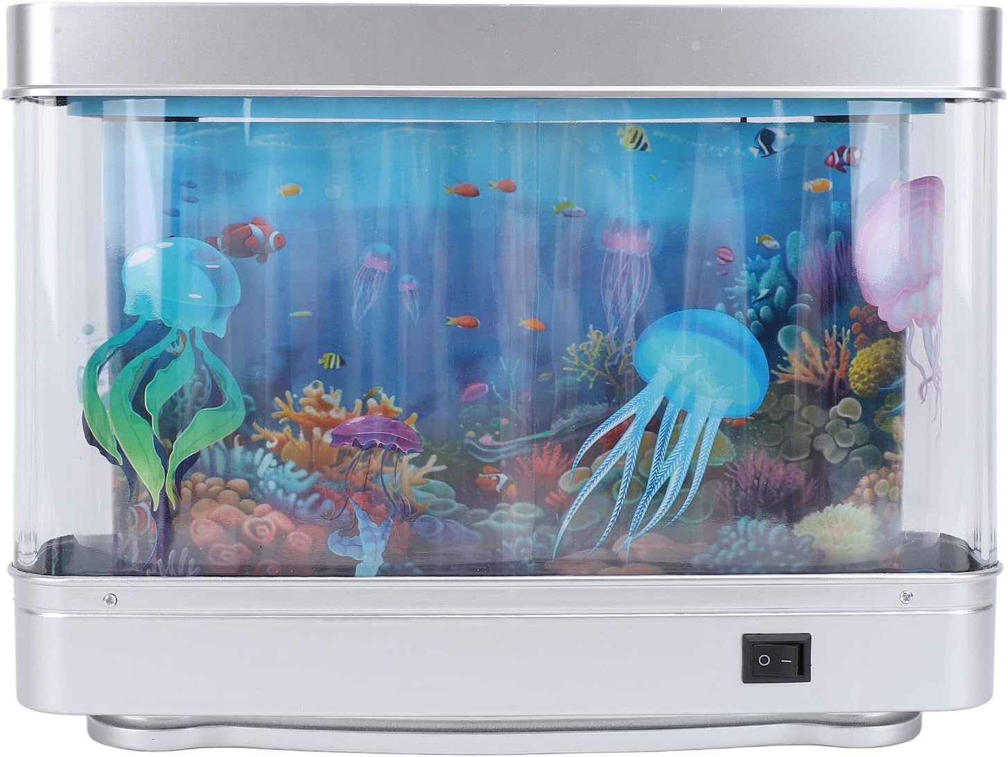 Fake Fish Tank with Moving Fish, Mini Artificial Tropical Fish Decorative Moving Sensory Aquarium Lamp, Virtual Ocean Moving Fish Night Light for Home & Office Decor (Jellyfish)