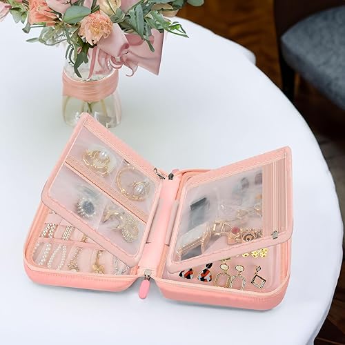 Miniatura 7 de Peciue Caja organizadora de joyas de viaje, cajas de soporte para adornos para mujeres, bolsas de almacenamiento con cremallera para collares,