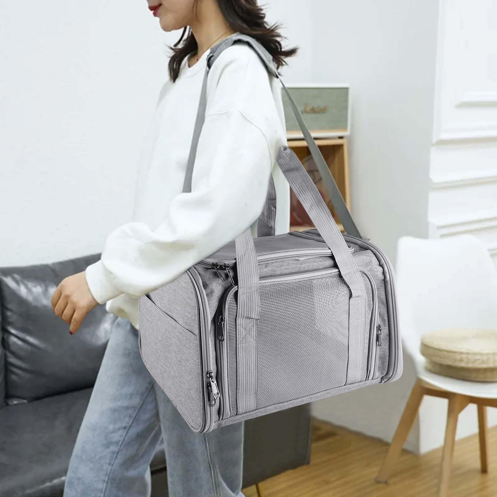 40*25*25cm Katzentransporttasche Haustiertasche kleine, 3kg Faltbare Transportbox Katze mit Schulterriemen Transportbox Katze Katzentransportbox Hunde Katzen Transportboxen für kleine Katzen Hunde-S