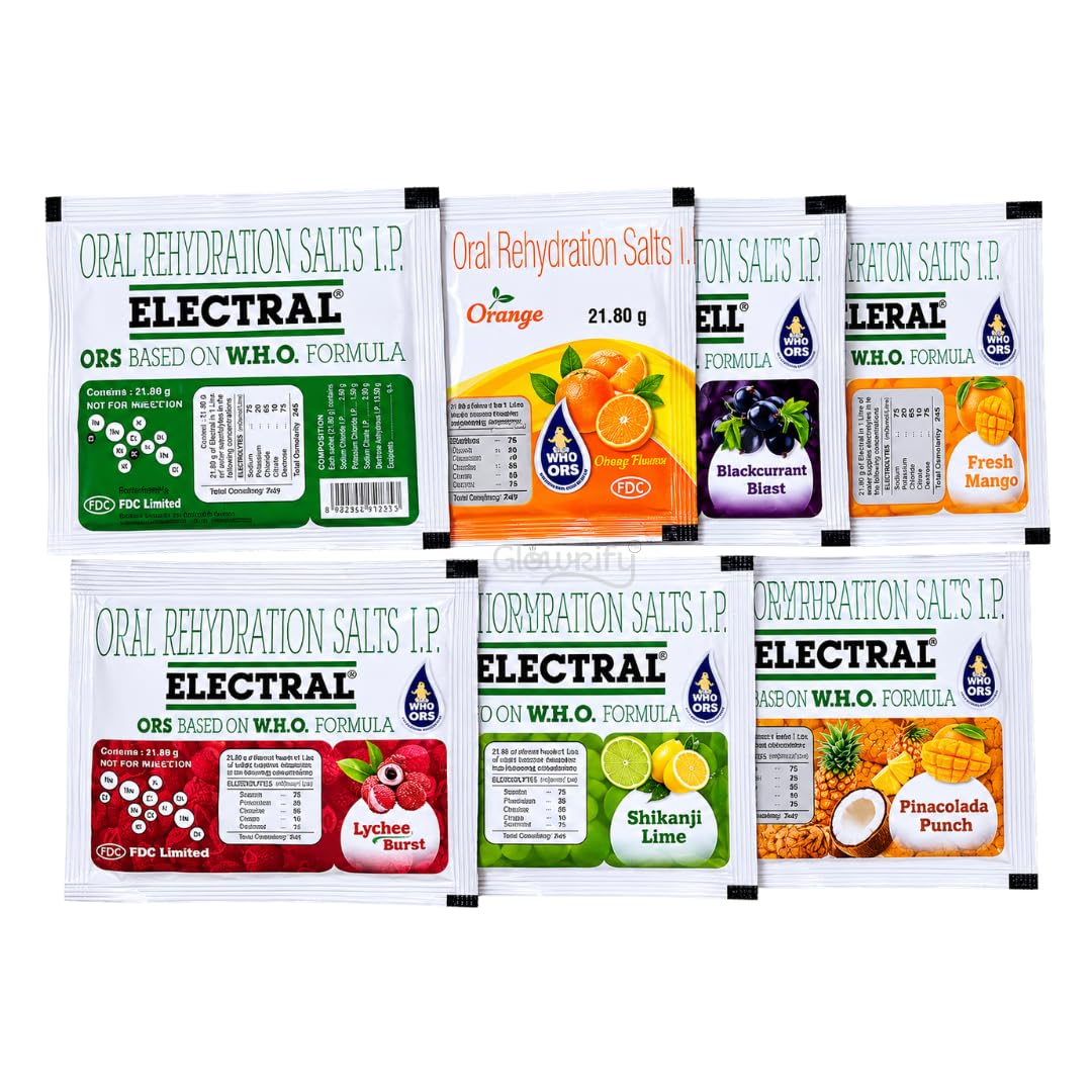 ELECTRAL Oral Rehydration Salts I.P. | WHO Formula Electrolyte Drink Mix | Assorted Flavours Hydration Sachets | Helps Restore Fluids & Electrolytes (Assorted 21.8g)-image-33