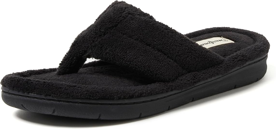 Dearfoams Women's Melanie Colorblocked Microfiber Terry Thong Slipper