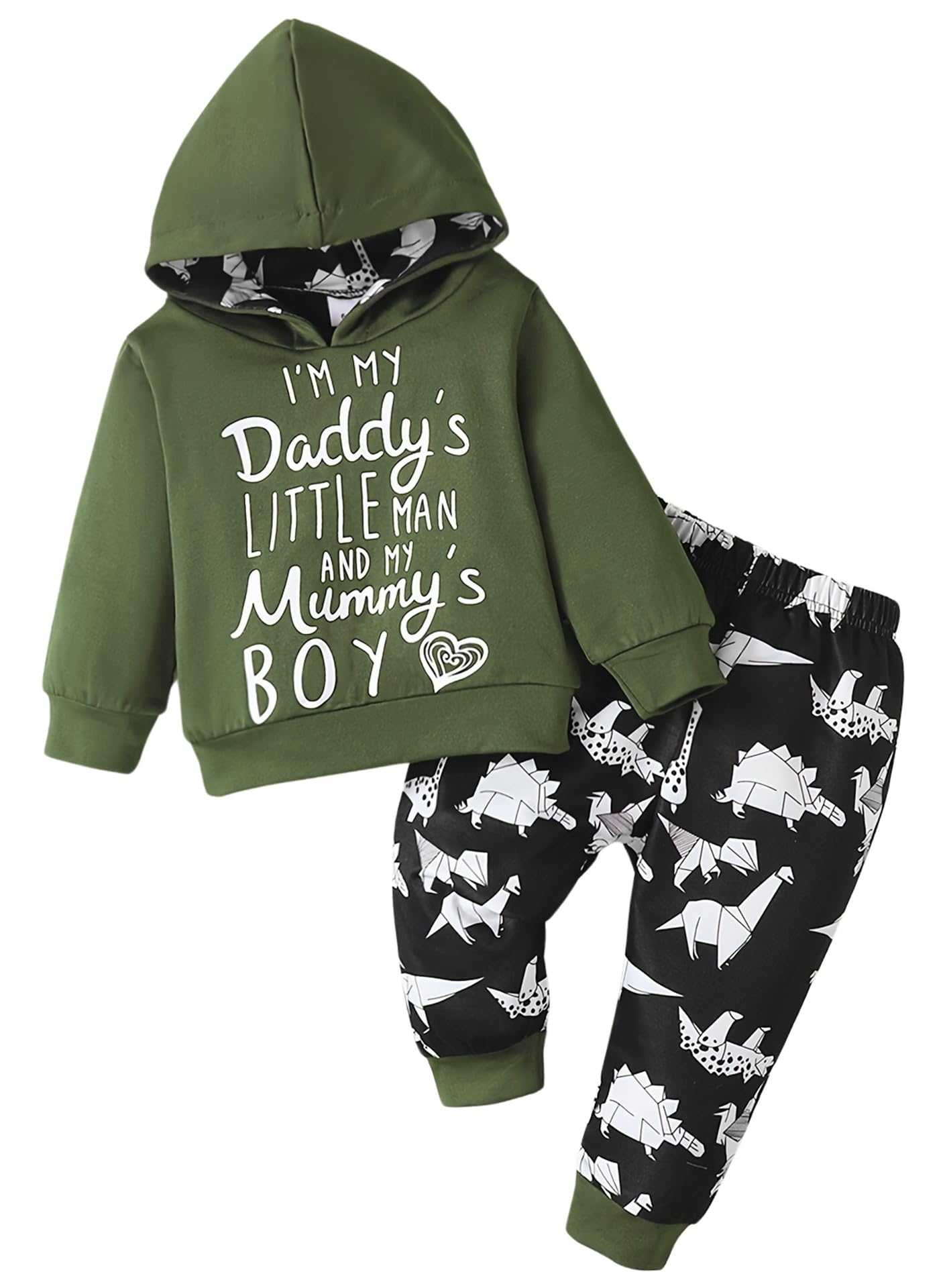 Ella LustBaby Boy Clothes Outfits Sets - Long Sleeve Letter Print Top Dinosaur Full Print Pants Clothing Fashion 9-24 Months Kids Clothes 2 Pcs Set