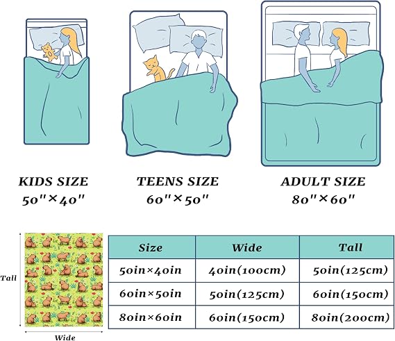 Throw Blanket Capybara Sea Otter Plush Bed Blanket Lightweight Comfy Premium Flannel Warm Blanket Ultra-Soft Print Stitching Blanket Throw All Season Use S (50x40)