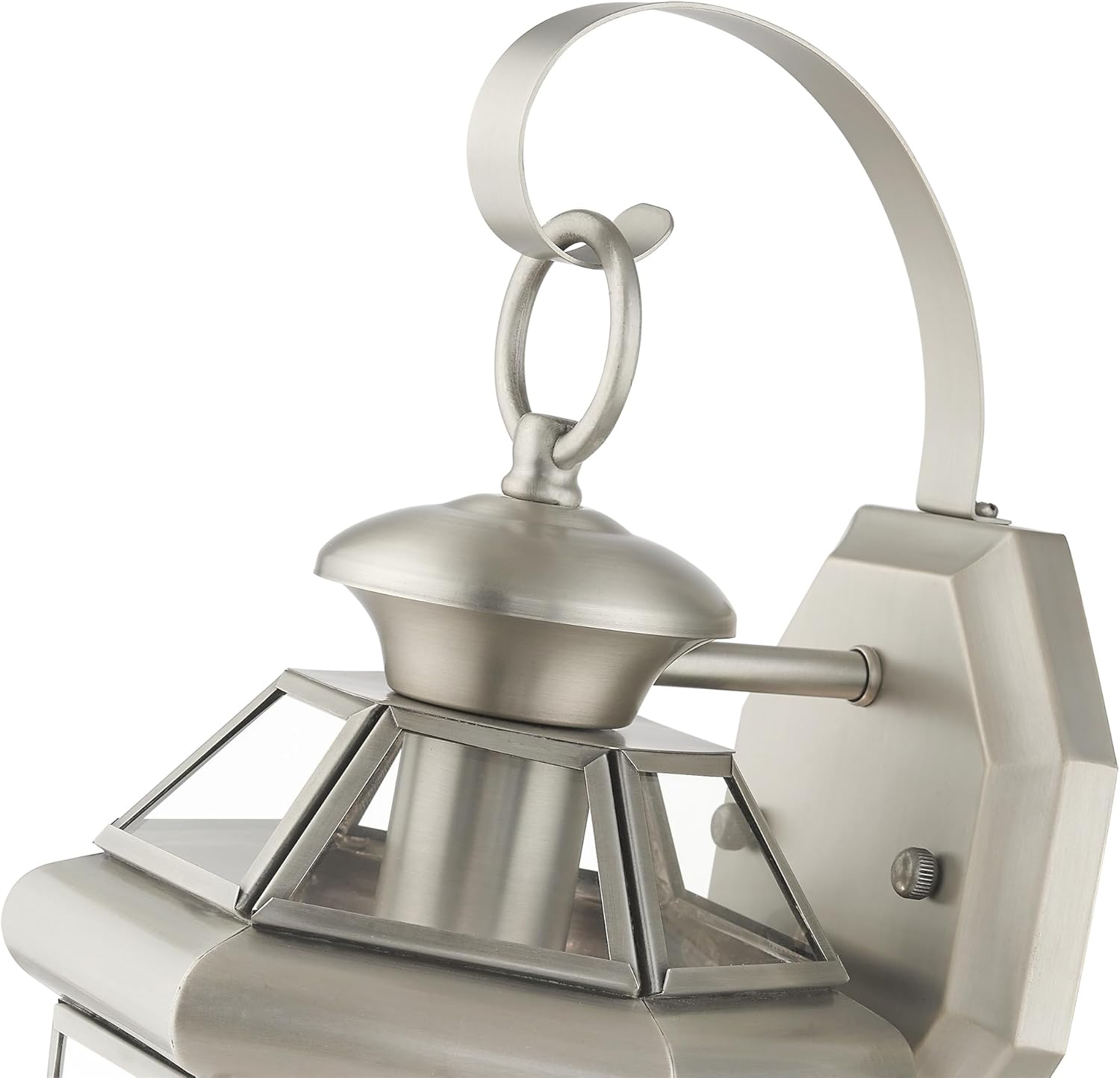 Livex Lighting 2051-91 Monterey 1 Light Outdoor Brushed Nickel Finish Solid Brass Wall Lantern with Clear Beveled Glass