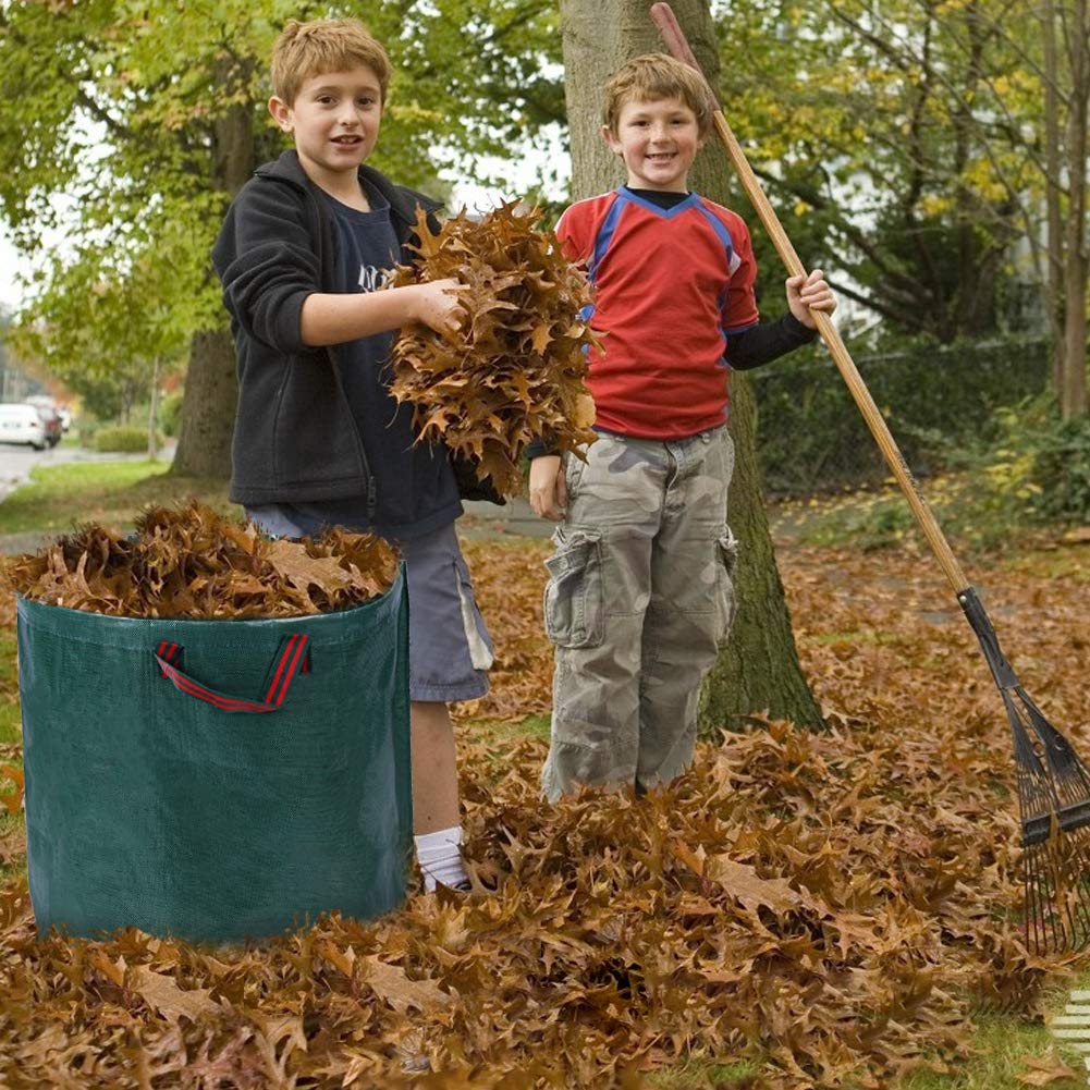 Greensen 4er Set Gartenabfallsack Laubsack Selbstaufstellend Gartensack Faltbar Abfallsäcke mit Doppeltem Boden Rasensack Wasserdichtes Laub Sack aus Robuste Gewebe PP, Müllsack 270L