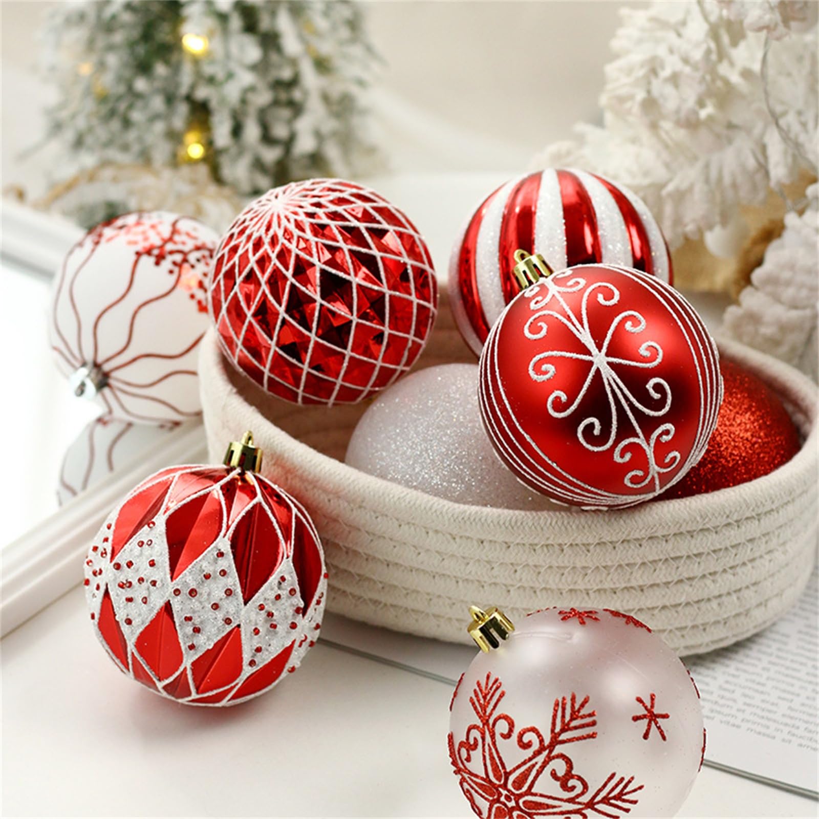 Palline di Natale Decorazioni natalizie Set di decorazioni pendenti con palline di Natale dipinte da 16 pezzi per Albero di Natale, Festa, Matrimonio