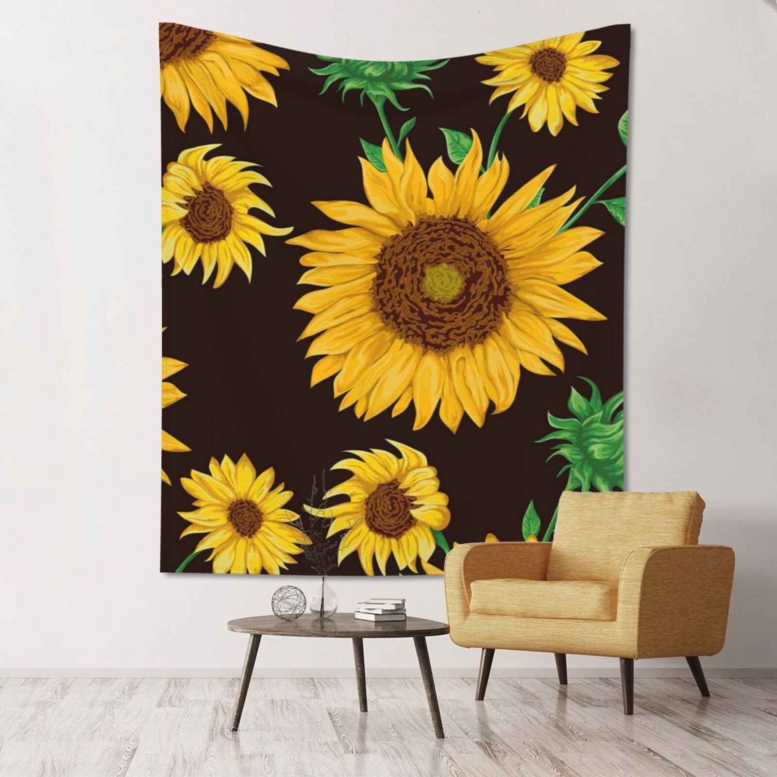 WKSGDSG Large Wall Hanging, Machine Washable Tapestry For Dorm Room, Sunflower, Lightweight Polyester Wall Art For Bedroom Living Room, 152x130cm