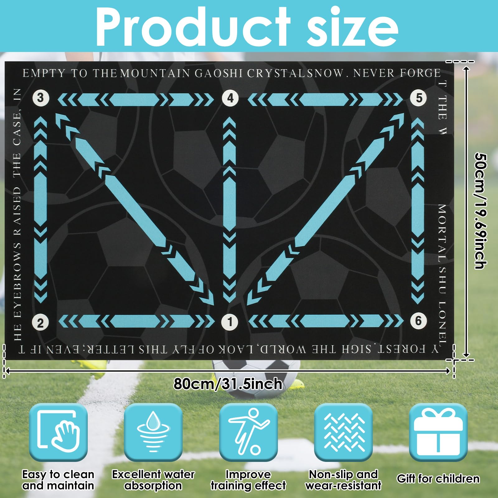 2PCS Soccer Training Equipment, Soccer Training Mat, Footstep Training Mat Improve Strength Agility & Coordination, Non-Slip Silent Football Skill Training Mat for All Levels All Ages, Xmas Gifts (L)