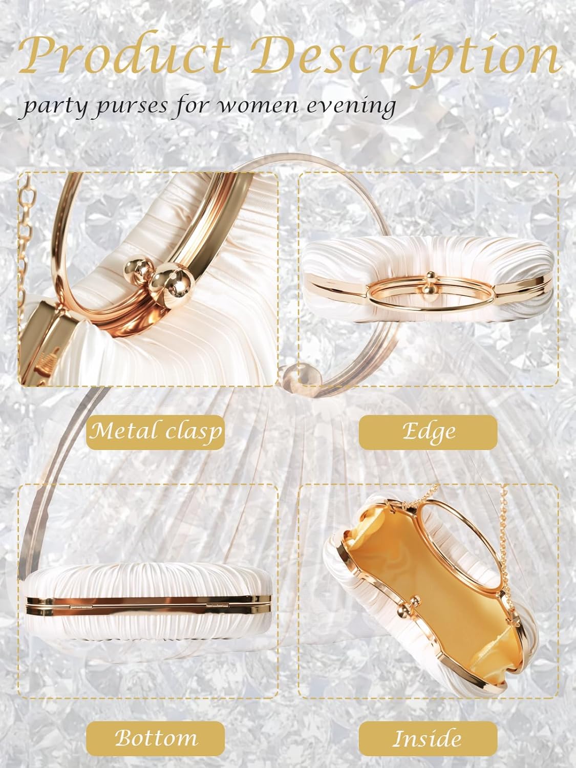 Black Clutch Purses for Women - Elegant Sparkling evening bags for Wedding Galas, Prom Nights, Cocktail Parties&Formal Events - Image 5