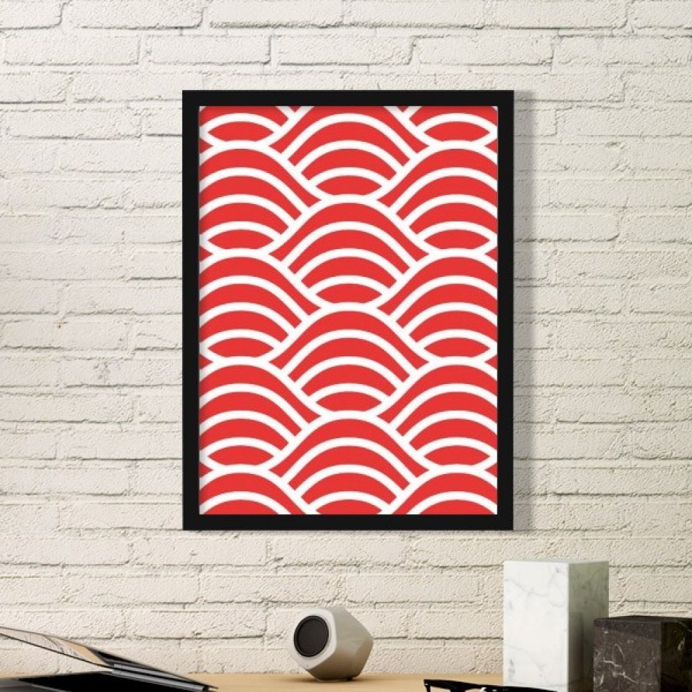 Cadre reproductions de peintures vagues japonaises rouge et blanc taille M