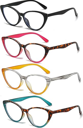 bullabulling Gafas de lectura para mujer paquete de 4 lectores elegantes gafas de lectura de moda para mujer colores brillantes bullabulling Gafas de lectura para mujer paquete de 4 lectores elegantes gafas de lectura de moda para mujer colores brillantes