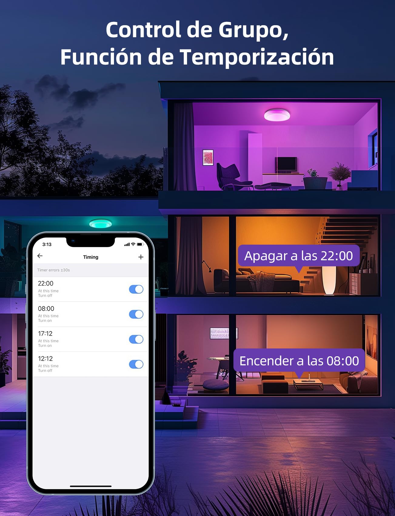 Aigostar Mesh- Plafon LED Techo Bluetooth Mesh, 18W, 2000LM, 3000K-6500K y RGB regulable, IP44, Φ35CM, Plafón LED Inteligente Compatible con Alexa, Lampara Techo Alexa para Salon/Dormitorio, 2Uds