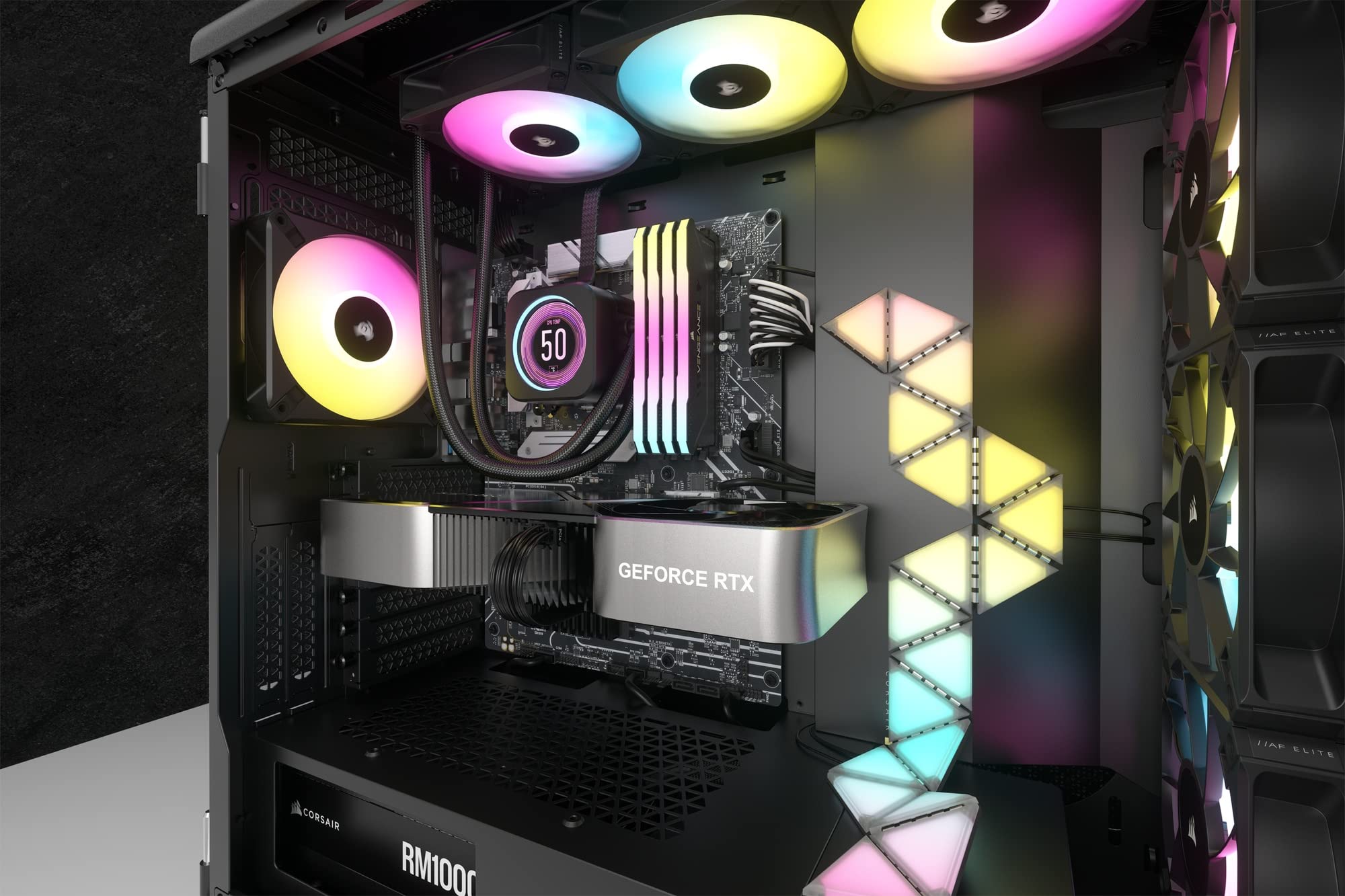 Corsair iCUE H150i Elite LCD XT Liquid CPU Cooler - IPS LCD Screen - Three AF120 RGB Elite Fans - 360mm Radiator - Fits Intel® LGA 1700, AMD® AM5, and More - Included iCUE Commander CORE - Black