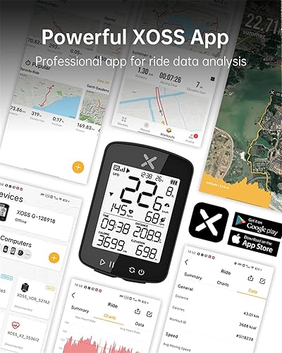 Miniatura 7 de XOSS G+ Gen2 - Computadora de bicicleta GPS ANT+ Bluetooth IPX7, impermeable, recargable, velocímetro, cuentakilómetro, con pantalla LCD de 2.2