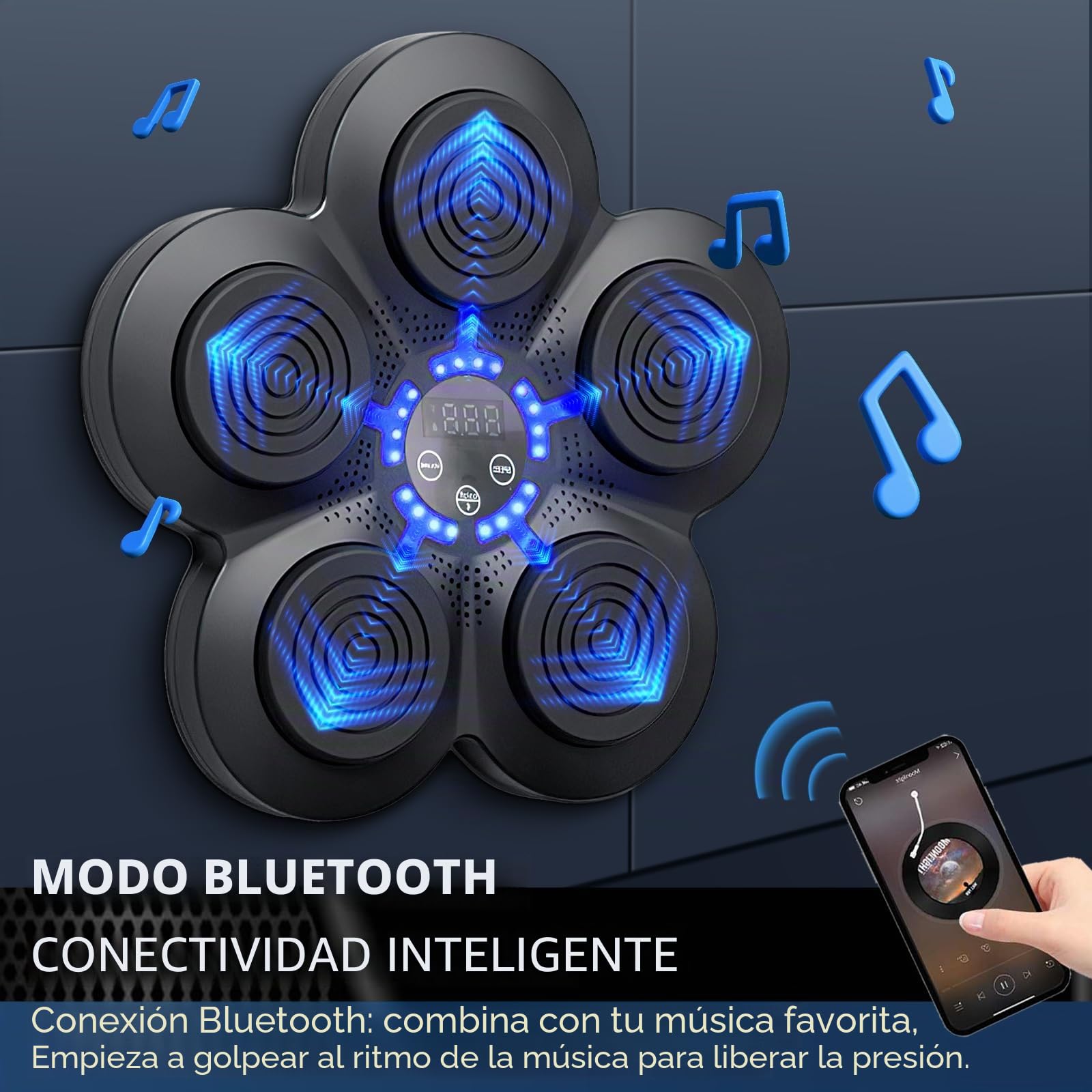 Boxeo Musical, Dispositivo de Boxeo Electrónico Portátil de Pared en Casa, Smart Bluetooth Music Boxeador Electrónico, Regalo de Boxeo para Niños y Adultos
