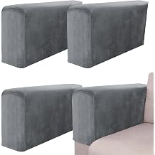 Stretch Armrest Covers, Elastic Sofa Armchair Slipcover for Office Recliner Couch Loveseat, Pet Proof, Anti-Slip Couch Arm Cover Furniture Protector 4pcs,Dark Gray