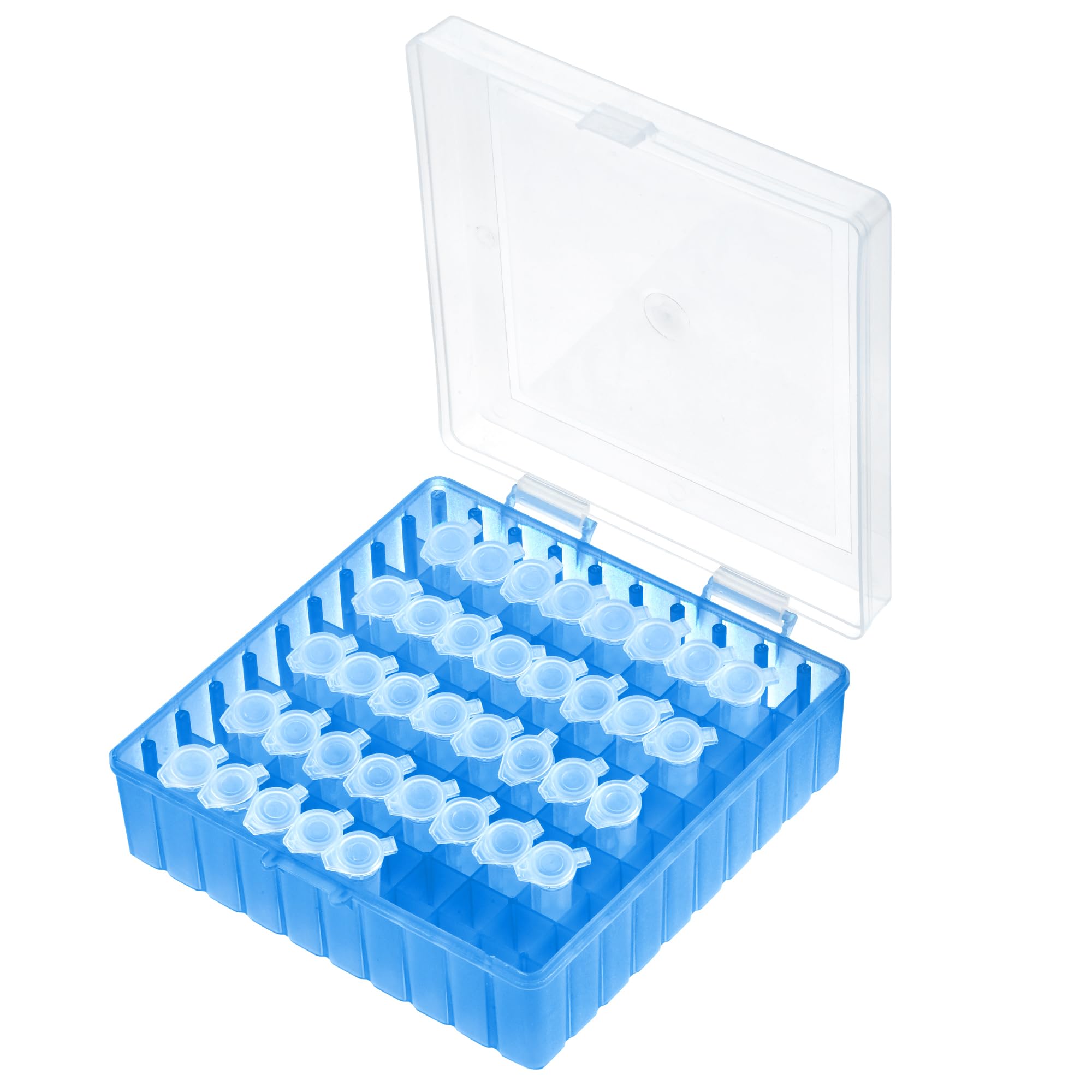 QUARKZMAN Zentrifugenröhrchen Gefrierlagerbox 100 Plätze Wasserdichter Polypropylen Verriegelbarer Kryogenischer Haltergestell für 1,5/1,8/2ml Mikrozentrifugenröhrchen Vials Proben, Blau