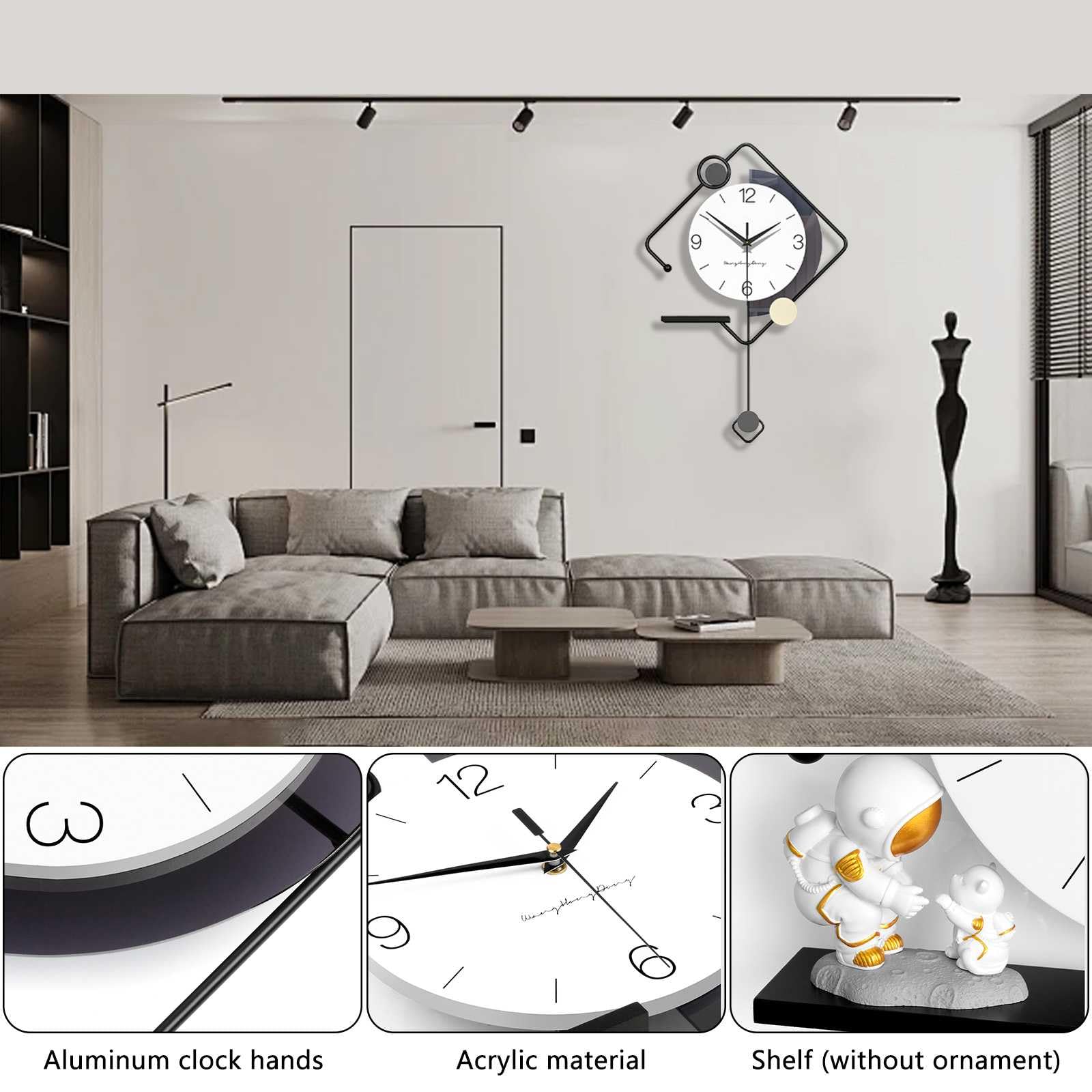 Creatieve wandklok modern, minimalistische Scandinavische stijl