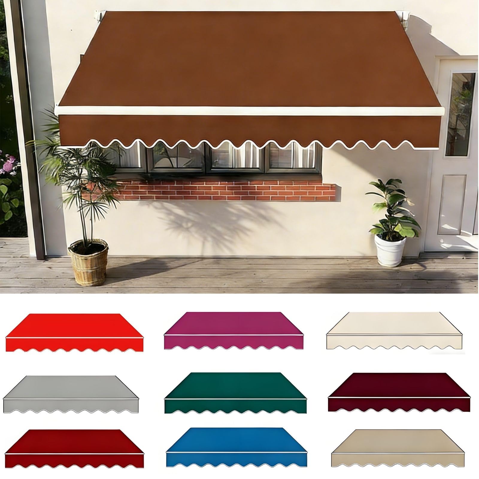 Auvent rétractable café 13x8 pi imperméable pour grand patio