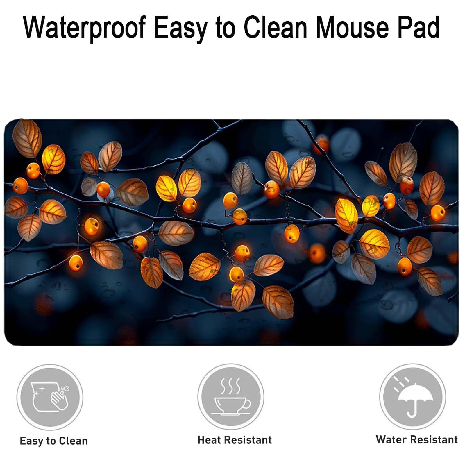 Negro Alfombrilla Ratón Planta Alfombrilla Gaming XXL (1500x800x3MM), Impermeable Mouse Pad con Bordes Cosidos, Tapete Escritorio con Base de Goma Antideslizante para Gaming, PC, Oficina -zzg250551