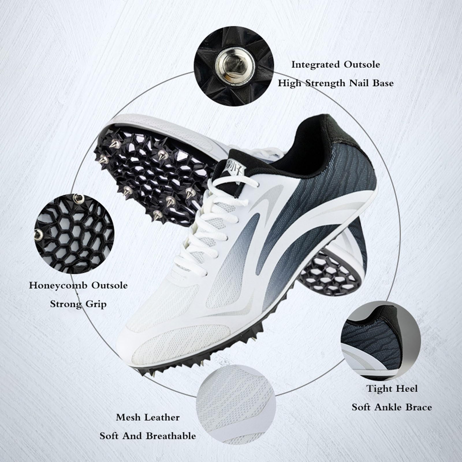 Zapatillas De Atletismo Clavos Zapatillas De Clavos Deportivas Zapatos con Clavos para Atletismo Zapatillas De Correr con Clavos Transpirables De Malla Resistencia Al Desgaste para Running