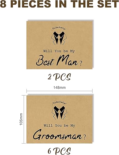 Miniatura 2 de Juego de 8 tarjetas de padrinos de boda, 6 piezas Will You Be My Groomsman y 2 piezas Will You Be My Best Man.