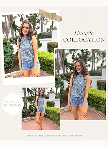 Miniatura 5 de Dokotoo Camisetas sin mangas con estampado de leopardo para mujer, cuello redondo, sin mangas, para verano, estilo casual