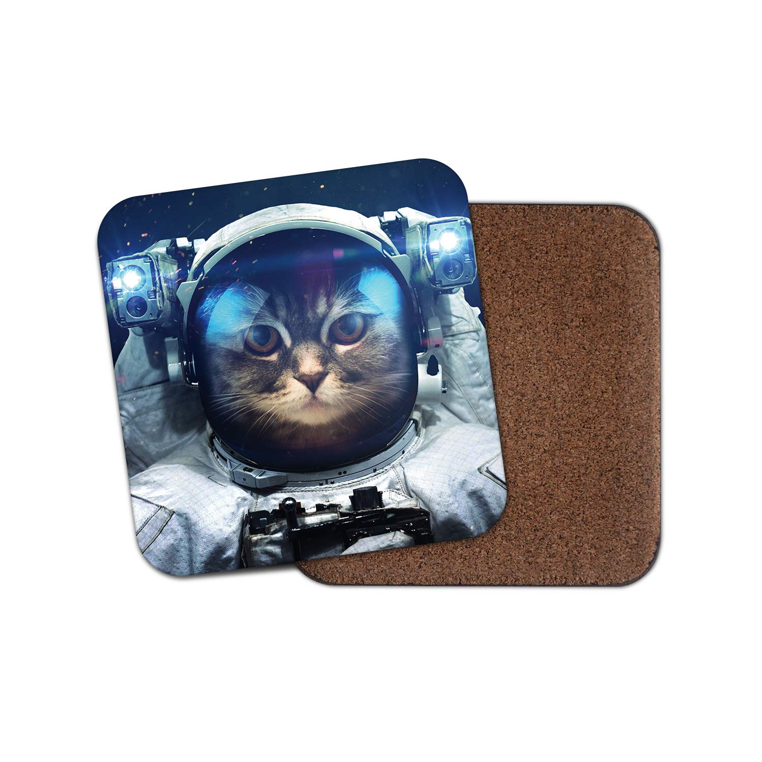 Destinationvinyl Multicolor 1 X Astronaut Cat Coaster - Kitten Space Funny Joke Cute Animal Fun #12438