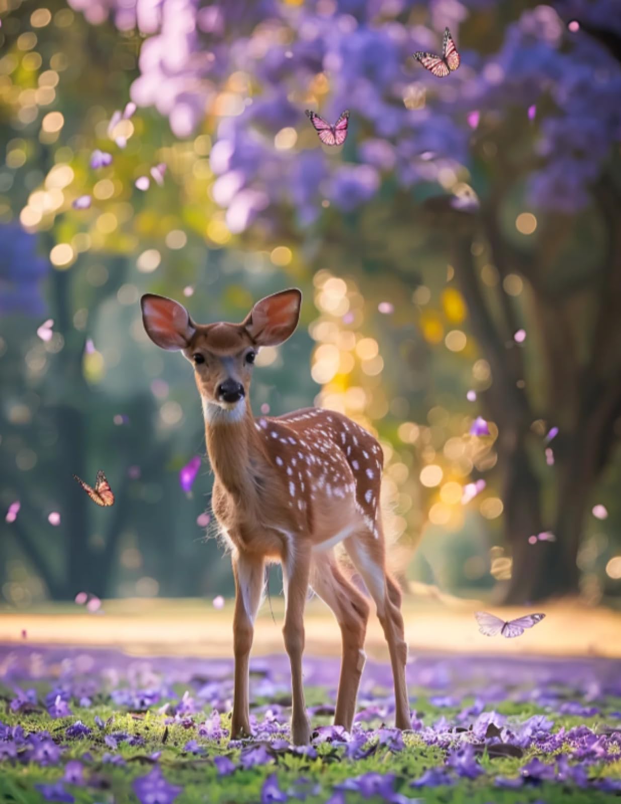 Stithej Stamped Cross Stitch Kit Butterfly Deer 11CT for Adult Beginners