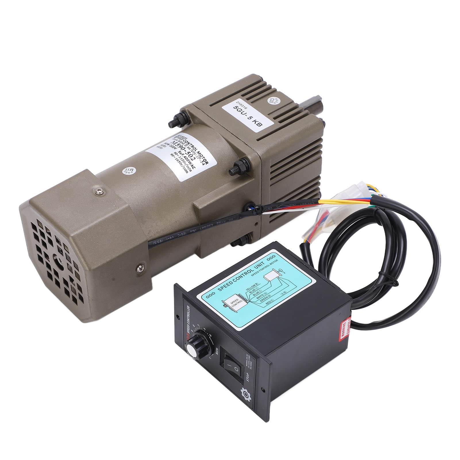 Motor de engranaje eléctrico, CA 220V 90W Velocidad ajustable de desaceleración del motor de engranaje asíncrono monofásico(5k)