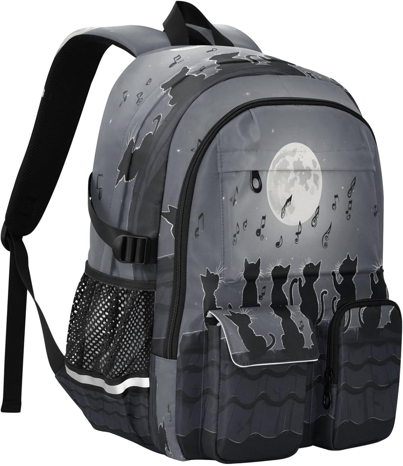 Student Laptop Backpack, Music Singing Cats Roof 30L Travel Daypack for Teens College, Casual School Shoulder Bag for Women Men Boys Girls, Fits 14 inch Laptop image 2