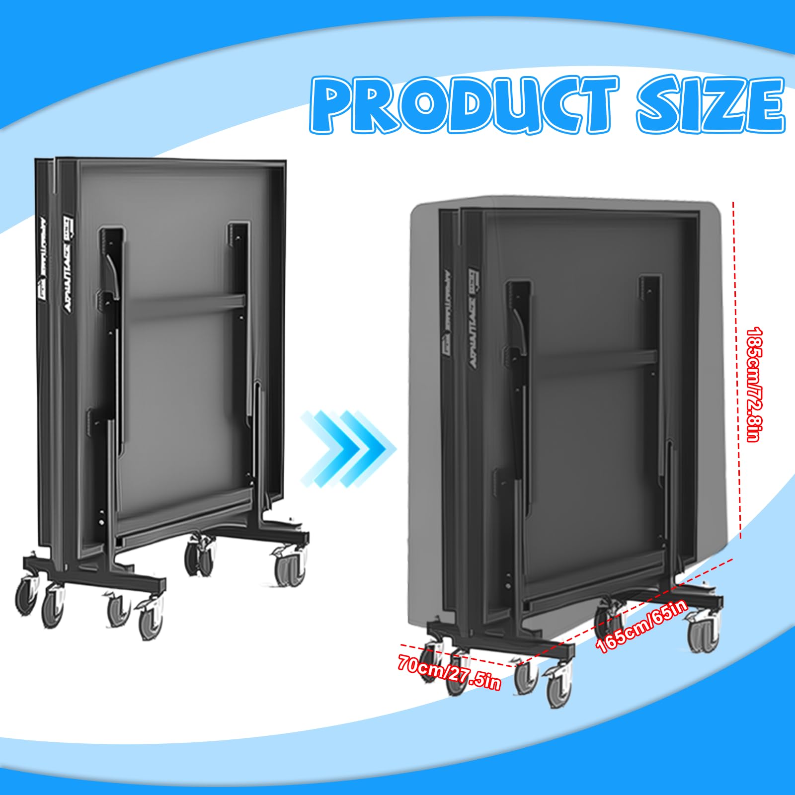 Copertura per Tavoli da Ping Pong 165x70x185cm Custodia Protettiva per Tavolo da Ping Pong con Fibbie Antivento Copertura Tavolo Ping Pong Oxford Impermeabile Anti-UV per Esterno e Interno