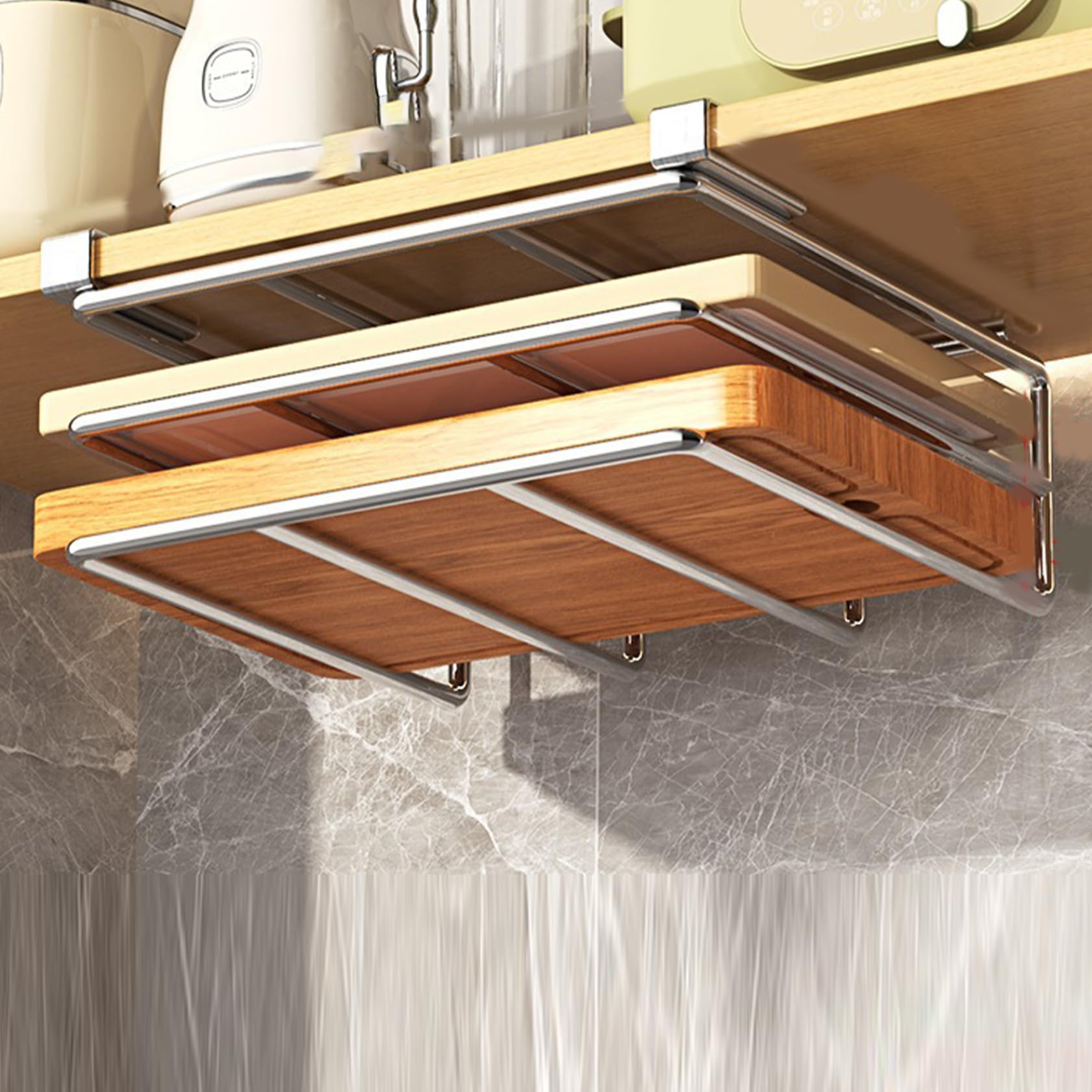 Organisateur de la planche à découper sous Cabinet, 10,4x11.8x2.4 pouce Sauveillard Sauveillard Metal Board Board, sous-hachoir de comptoir d'étagère, porte-couvercle en pot pour porte de l'armoire (