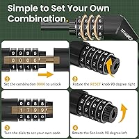 Vista 6 de Titanker Cable de bloqueo para bicicleta, bloqueo de cable para bicicleta de 4 pies, bloqueo básico autoenrollable para bicicletas de niños